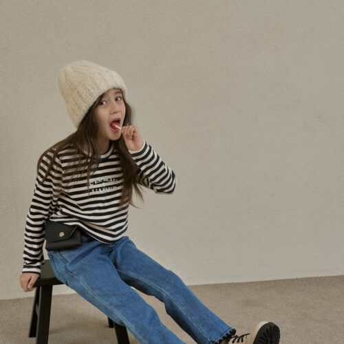 ❄️ 藍色記憶褲腳滾邊牛仔褲