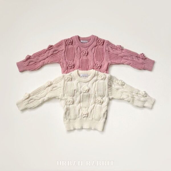 ❄️ 優雅氣質立體花朵圓領針織衫