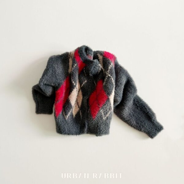 ❄️ MOM-學院風氣質菱格紋針織開衫