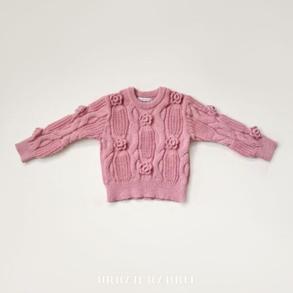 ❄️ 優雅氣質立體花朵圓領針織衫