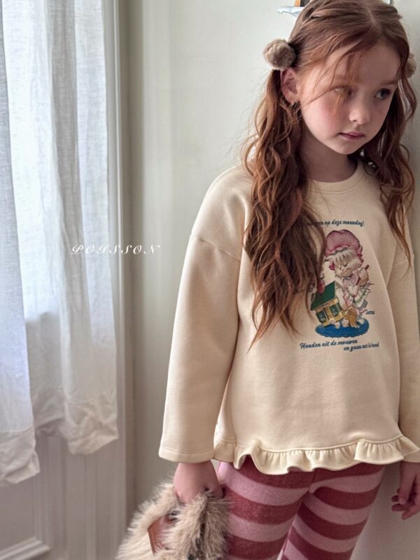 ❄️ 甜美復古荷葉邊下擺上衣