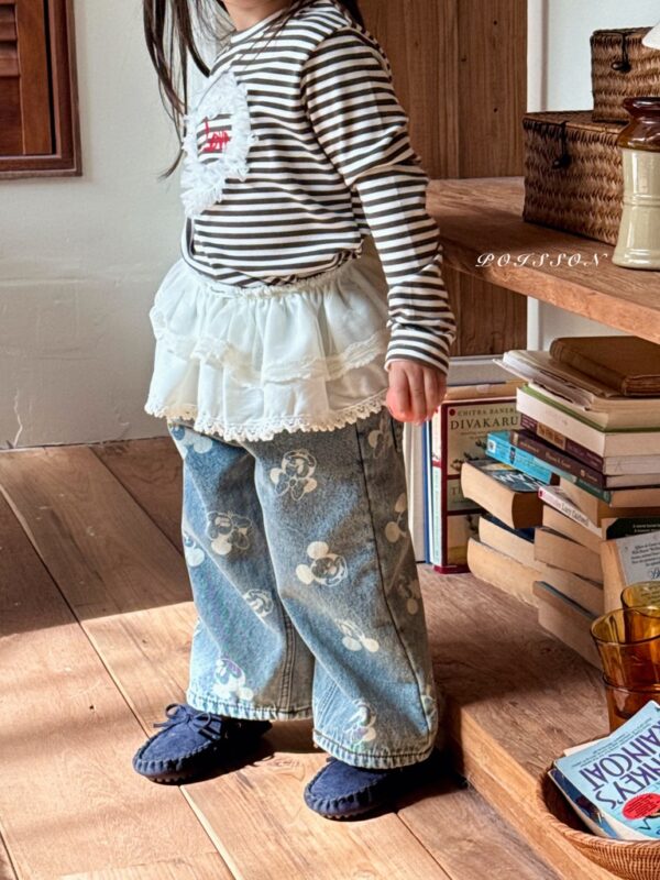 ❄️ 可愛米奇漂白刷色牛仔褲