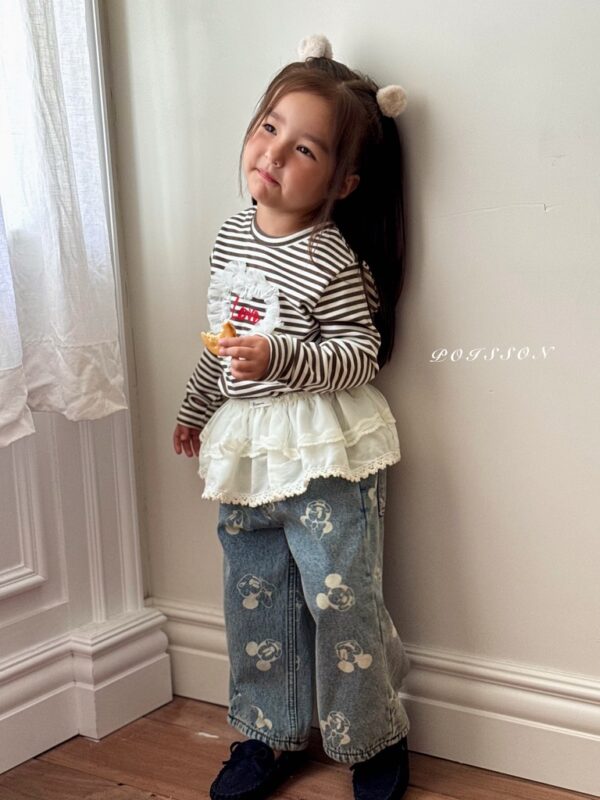 ❄️ 可愛米奇漂白刷色牛仔褲