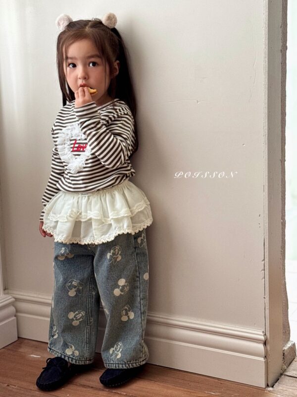 ❄️ 可愛米奇漂白刷色牛仔褲