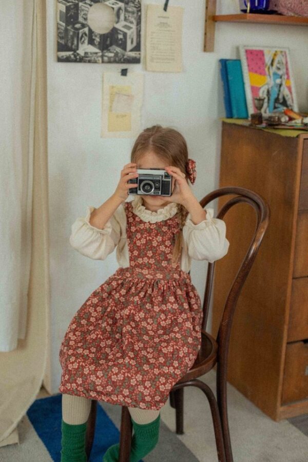 ❄️ 花漾甜心燈芯絨背心洋裝