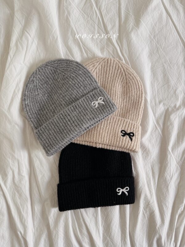 ❄️ 可愛學院風蝴蝶結造型毛帽