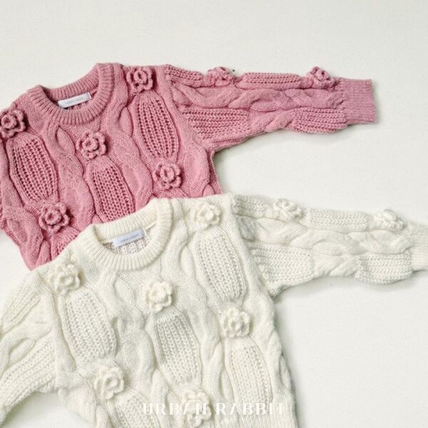 ❄️ 優雅氣質立體花朵圓領針織衫