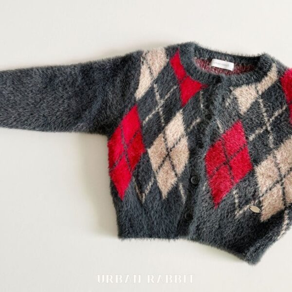 ❄️ 學院風氣質菱格紋針織開衫