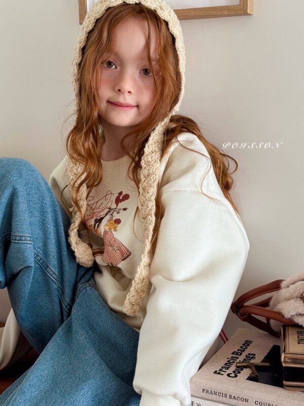 ❄️ 可愛休閒抽繩下擺大學T