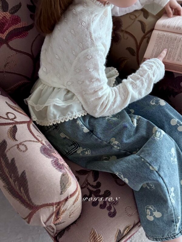 ❄️ 可愛米奇漂白刷色牛仔褲