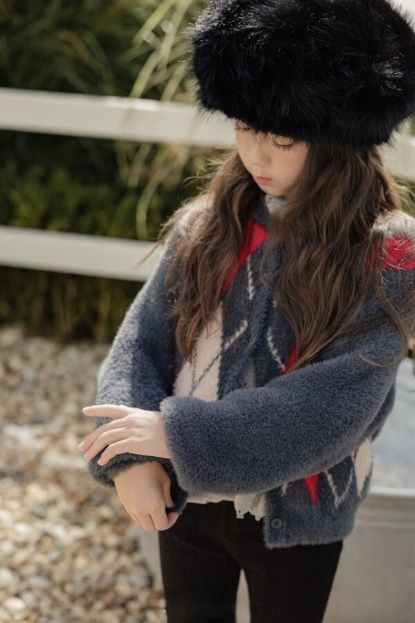 ❄️ 學院風氣質菱格紋針織開衫