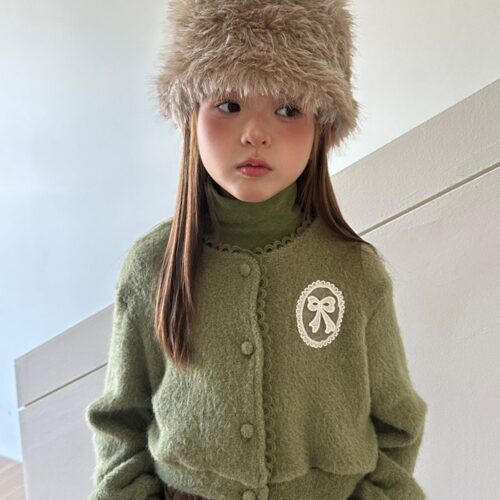 ❄️ 毛絨蝴蝶結針織開襟衫