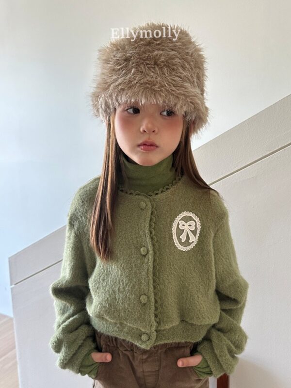 ❄️ 毛絨蝴蝶結針織開襟衫