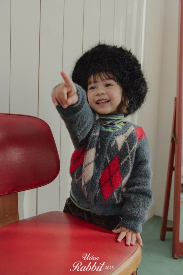 ❄️ 學院風氣質菱格紋針織開衫