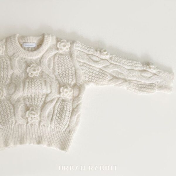 ❄️ 優雅氣質立體花朵圓領針織衫