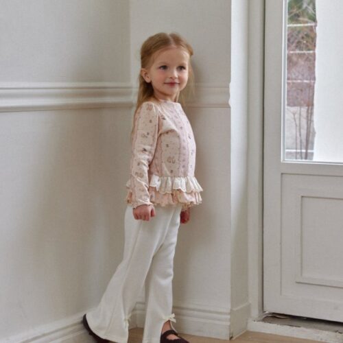 076DC7DD-03E2-413A-9B1D-F7CE20A9076E 〖預購〗蝴蝶結柔線開叉喇叭褲