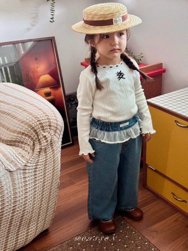 16E9F168-0322-40F4-B9B7-28C3650BF612_1_105_c 〖預購〗Chouchou 蕾絲飾邊牛仔褲