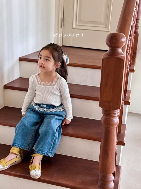 6B97DFFF-04ED-45CF-9DAE-A5A190AFE4B0_1_105_c 〖預購〗Chouchou 蕾絲飾邊牛仔褲