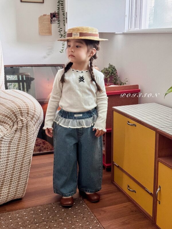 F3CEBC38-CB01-4524-AAF9-12DAFAC32ED1_1_105_c 〖預購〗Chouchou 蕾絲飾邊牛仔褲