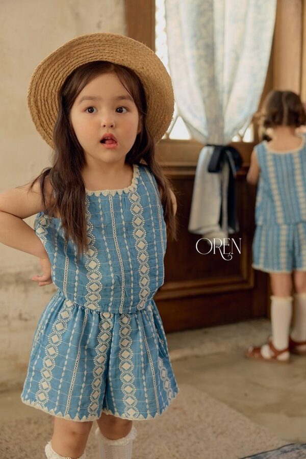 540326E9-31DC-4E31-89C4-4D330944D611 〖預購〗珍珠藍細褶刺繡套裝