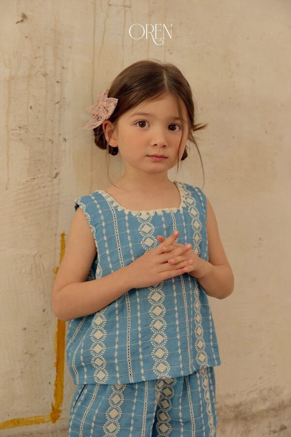 B5748D62-D413-405D-B2F1-1F84DFD732C7 〖預購〗珍珠藍細褶刺繡套裝