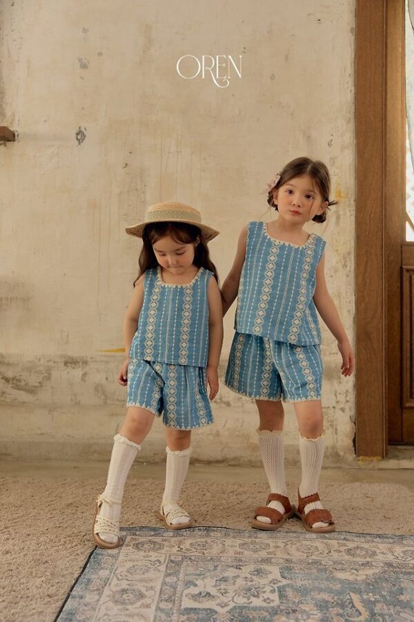 E66D8791-2477-41DE-9C48-073E38AEE60D 〖預購〗珍珠藍細褶刺繡套裝