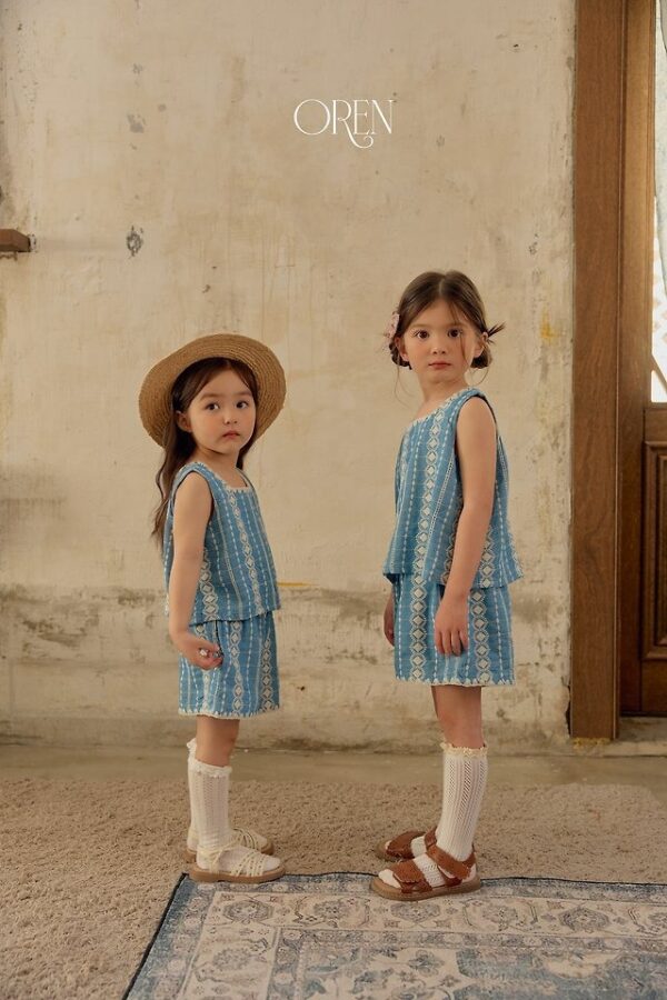 E7AD1D5B-33AE-43C5-AF19-96417FDE41CE 〖預購〗珍珠藍細褶刺繡套裝